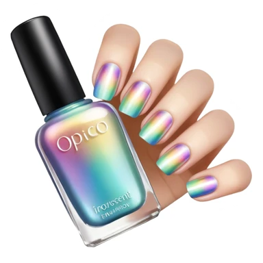 Colorshifting incredibly beautiful opalescent, pearlescent rainbow effect Nail polish, translucent bottle sticker