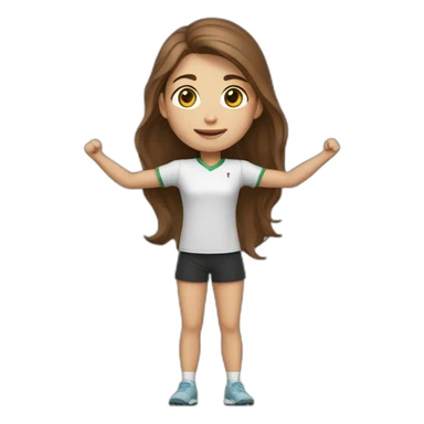 Full body caucasian girl with long Brown hair doing Cristiano ronaldo celebration sticker