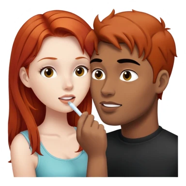 redhead girl gives blowjob to black haired guy sticker