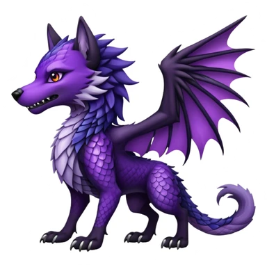 Wolf dragon hybrid with wings purple and black sticker