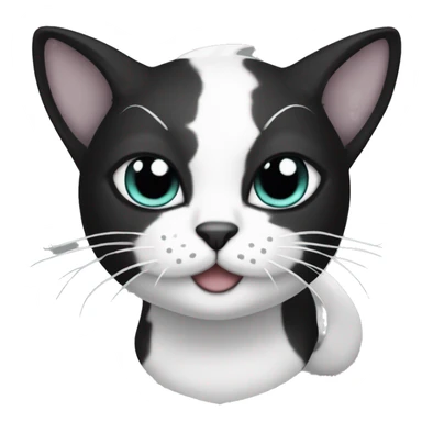 Mermaid cat that’s black and white tuxie sticker