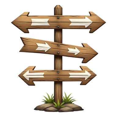 Wooden trail sign with only 2 arrows sticker