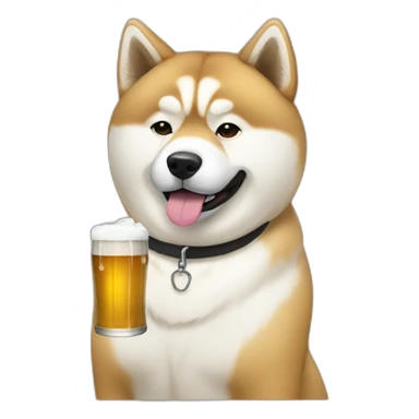 Akita drinking beer  sticker