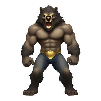 Muscular Wolfman with gold fangs sticker
