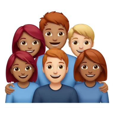 4 inclusive friends (3 girls and 1 man) laughing : 1 man must be brown, 1 girl have to have red hair, an other one must have blond hair and the last one is brown and have brown hair sticker
