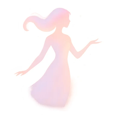 graceful, radiant figure with a soft pastel aura and a hint of sparkle, symbolizing lightness and beauty, in a minimalist silhouette sticker