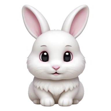 Cinematic Cute White Rabbit Portrait Emoji, Head tilted playfully and inquisitively, featuring a luxurious, silky white fur with soft, twitching ears, round, sparkling dark eyes filled with curiosity, Simplified yet irresistibly adorable features, highly detailed, glowing with a warm, friendly glow, high shine, affectionate and lively, stylized with a touch of whimsy, bright and endearing, soft glowing outline, capturing the essence of a mischievous yet loving bunny, so playful it feels like it could hop out of the screen and into your arms! sticker
