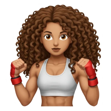 brown woman with long curly hair making MMA sticker