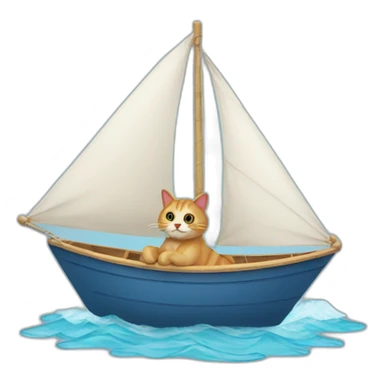 cat-sailing a boat sticker