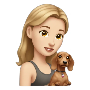 white girl with light eyes and her teckel dog sticker