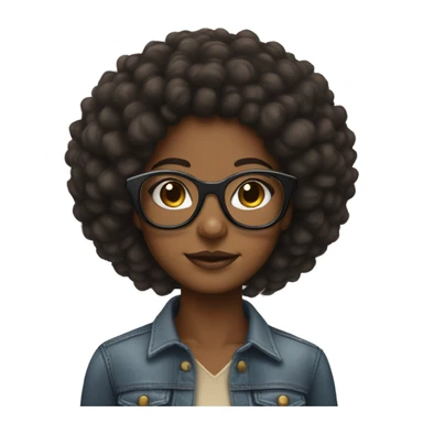 Brown skin girl with Afro and clear glasses sticker