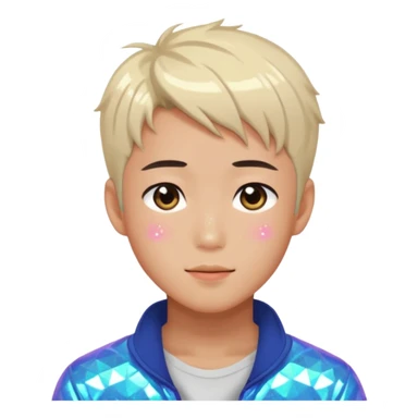 Gorgeous bright sparkly romantic Asian anime guy with blushing face aesthetic trending style outside sticker