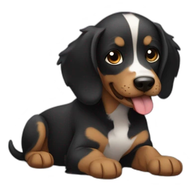 cachorro salsicha preto com bolinha sticker