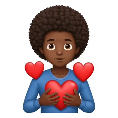 I want a black boy with chocolate skin and a small messy afro holding a heart close to his chest as if to present it to someone he loves. sticker