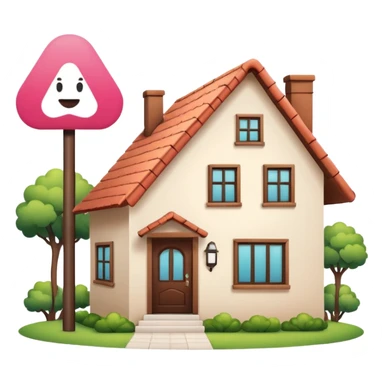 dessiner une maison moderne , met une pancarte "Airbnb", rajoute un visage (yeux et bouche) avec un sourire. sticker