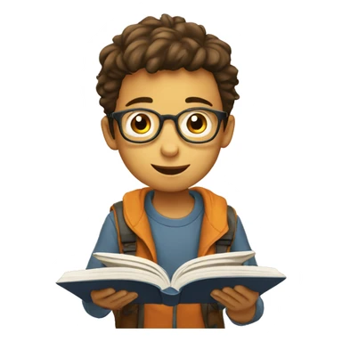 Curious boy reading a book sticker