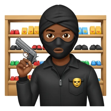 Make a black guy robbing store with pistol sticker