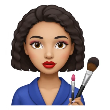 Draw a mixed-race girl applying makeup. sticker