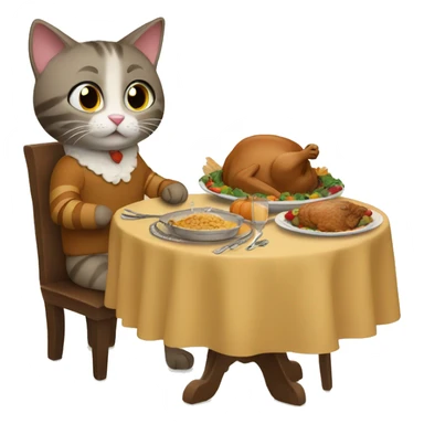 Cat is eating Thanksgiving dinner sticker
