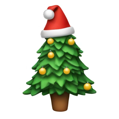 christmas tree with a santa hat sticker
