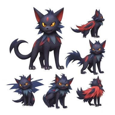  Kawaii Edgy Cool Beautiful Nargacuga-Noivern-Torracat-Litten-Zorua-Zoroark-Fakemon-fusion full body sticker