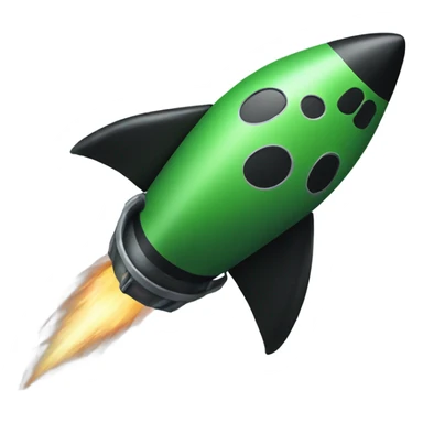 green and black rocket ship sticker