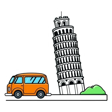 White colour van crashing into Pisa tower sticker