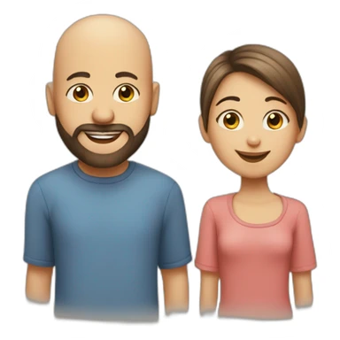 Happy-secret-couple-bald-guy-with-beard-with-boy-haircut-girl sticker