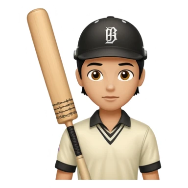 a pretty male bratz cricket player. black hair sticker