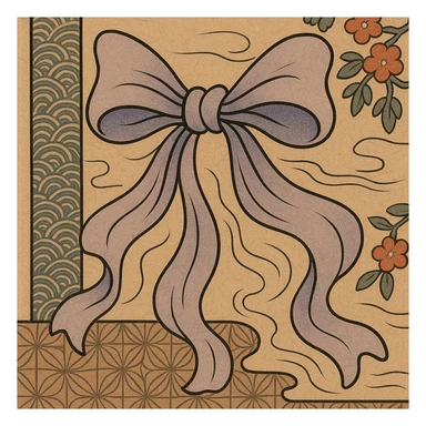 lavender bow with subtle gradients and elegant curves in ukiyo-e style sticker