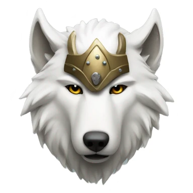White wolf wearing a viking helmet sticker