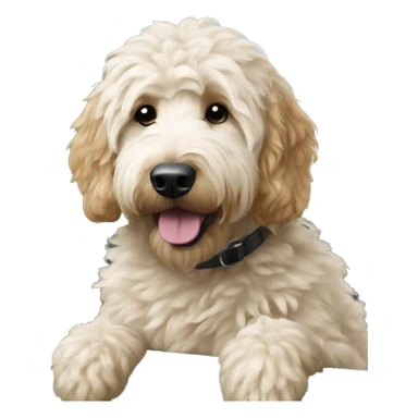 Goldendoodle in a white jeep sticker