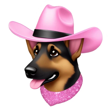 Dark German shepherd glitter light pink cowboy hat sticker