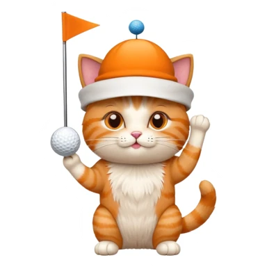 cat putting a golf ball, birthday hat on head sticker