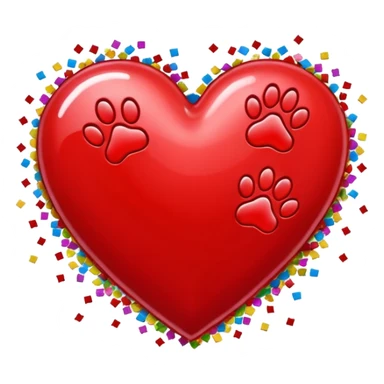 heart with a paw print and confetti sticker