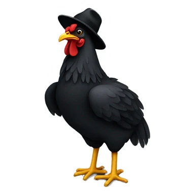 Black chicken with wool hat sticker