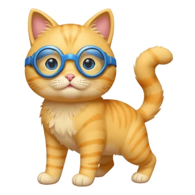 cute yellow lazy cat with full body with blue goggles and no clothes sticker