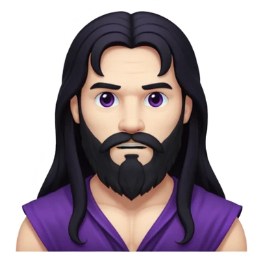Pluto, God of Death from Gods and Goddesses with long black hair and beard, deep purple outfit sticker