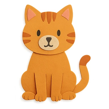 cat sitting with simple background in paper-craft style sticker