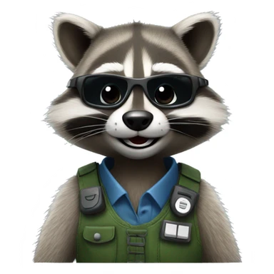 raccoon is the operator of the call center sticker