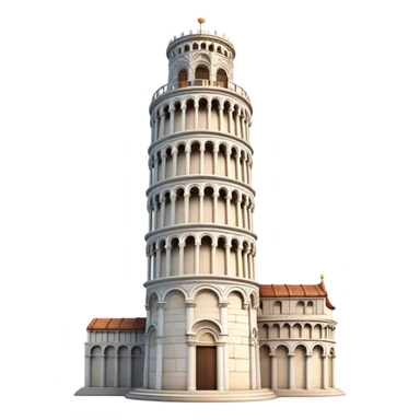 Cinematic Realistic Leaning Tower of Pisa Landmark Emoji, showcasing the iconic medieval tower with intricate stonework rendered with dynamic lighting and detailed textures. sticker