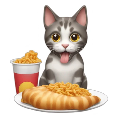 Cat eating greasy food sticker