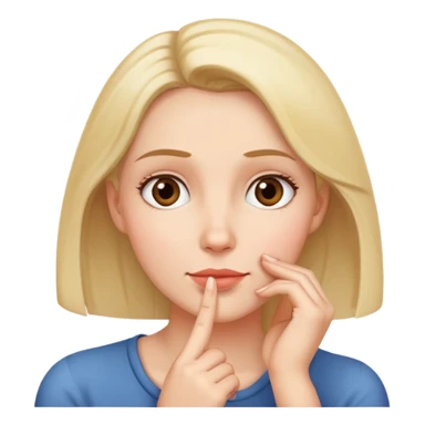 woman with hand on chin, looking up, thinking sticker