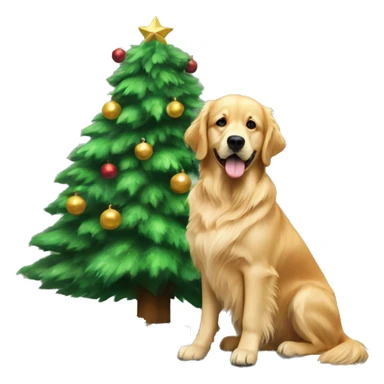 Christmas tree and golden retriever sticker