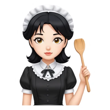 Girl without clothes with black hair sexy maid sticker