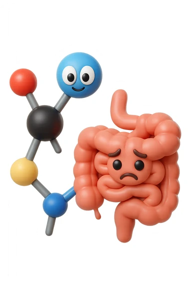 emoji stile iphone in 3d di istamina molecola con intestino, iperrealistico 4k sticker