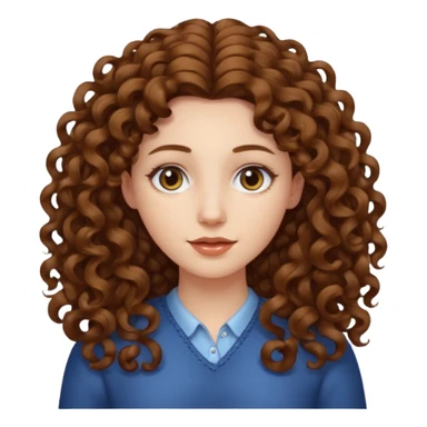 pale woman with one meter long brown curly hair, middle part sticker