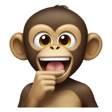 Monkey biting her finger smiling sticker