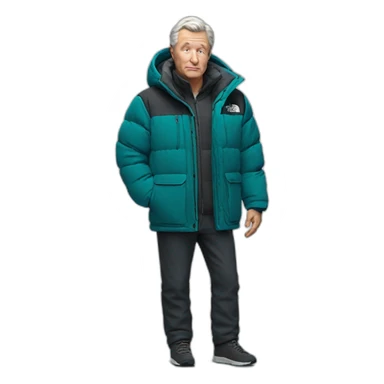 60 years old white men a bit fat with supreme north face jacket sticker