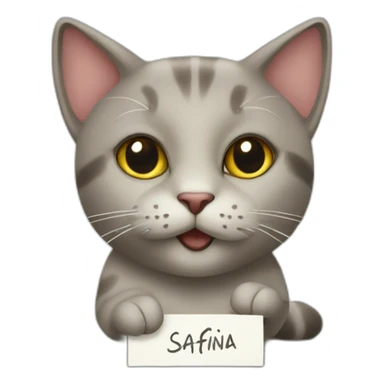 cat holding a sign with the inscription “Safina” sticker